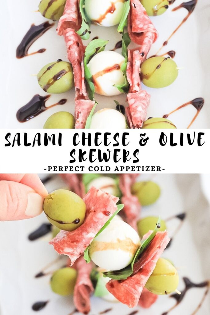 Salami Cheese And Olive Skewers Finished with Salt