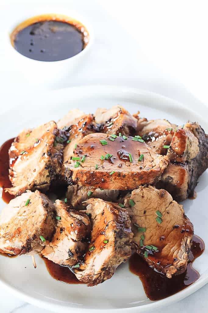 Instant Pot Pork Tenderloin with Balsamic Glaze Finished with Salt