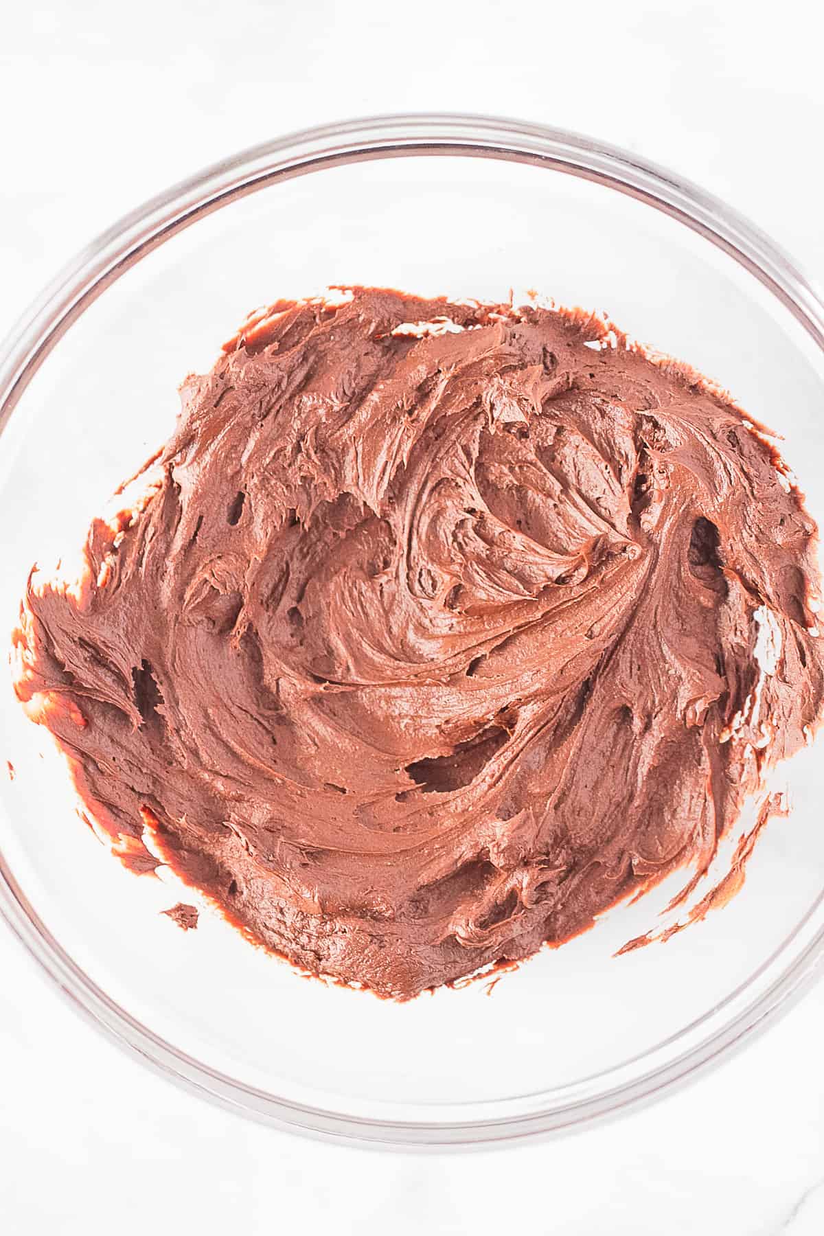 Vegan Chocolate Frosting in a glass bowl.