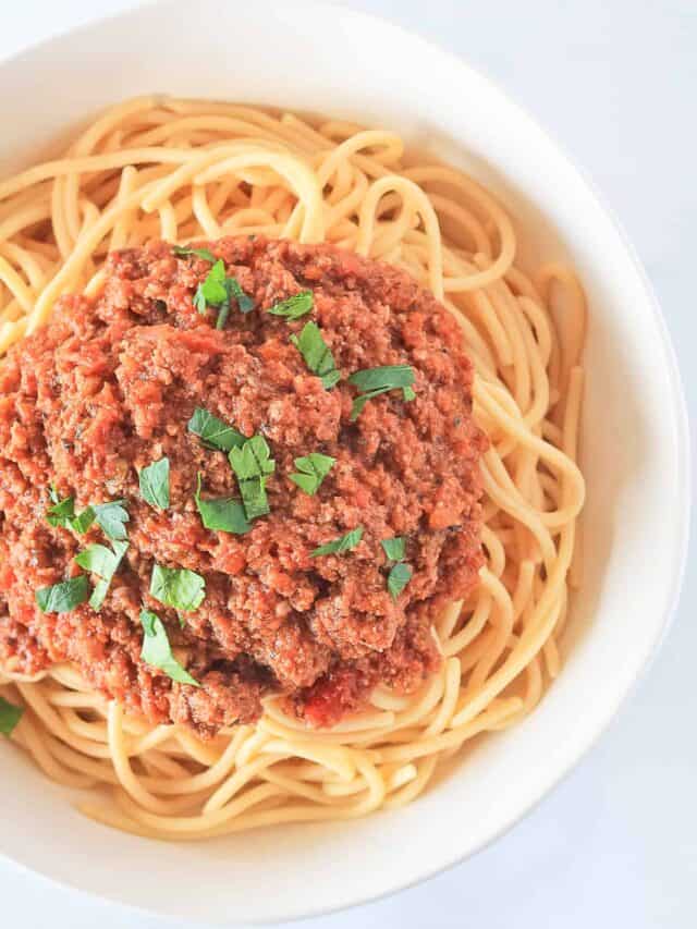 Instant Pot Spaghetti and Meat Sauce Finished with Salt