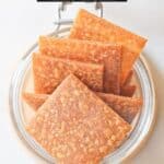 Pinterest image of jar filled with homemade sourdough discard crackers.