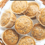 Basket of healthy zucchini muffins.